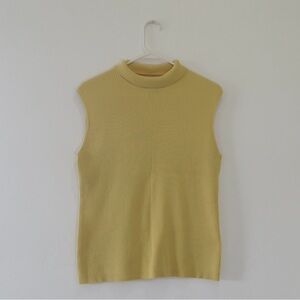 CHICOS Yellow Knit Turtleneck Sweater Vest